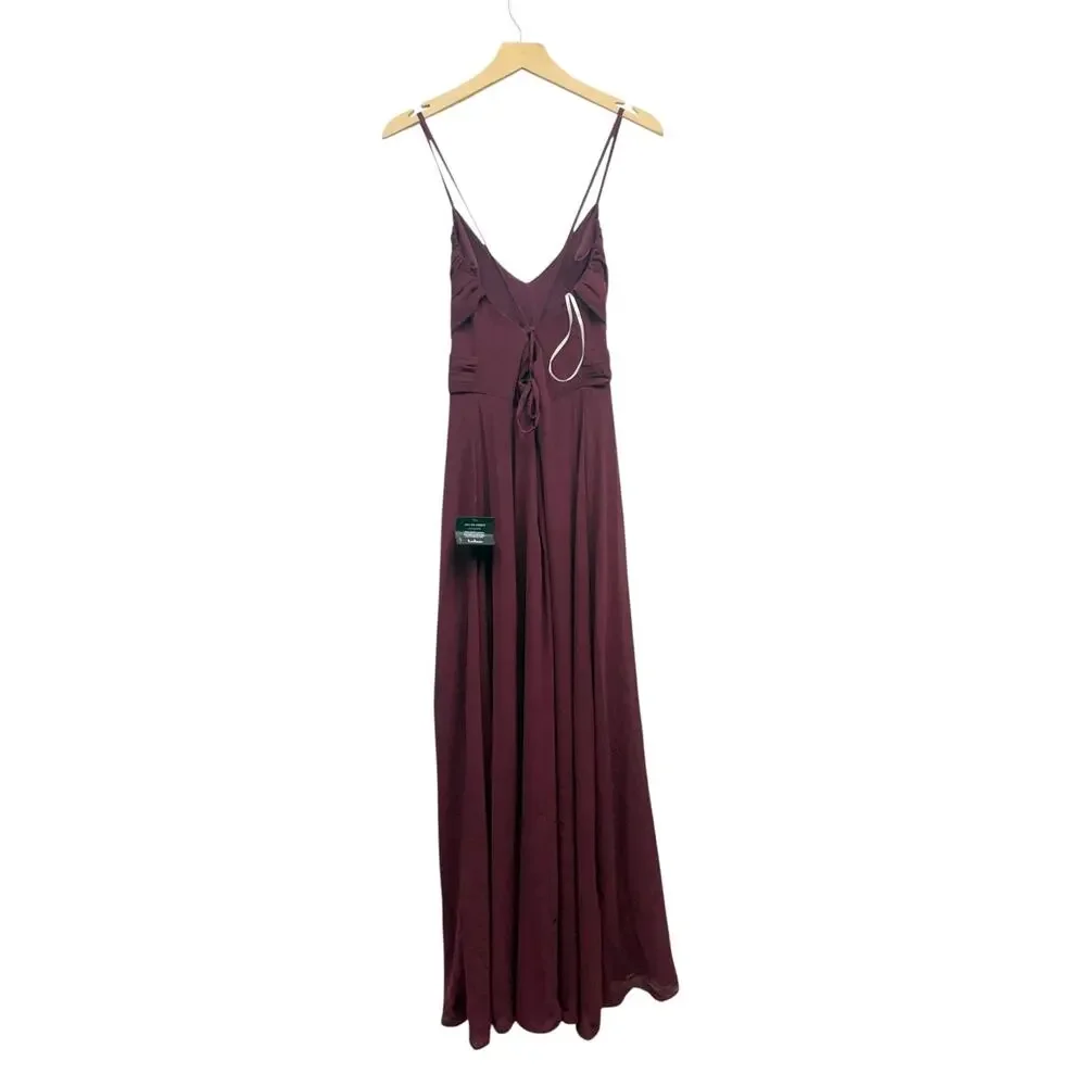 Lulus Event Ready Burgundy Backless Lace-Up Maxi Dress size Large NWT - Picture 2 of 5